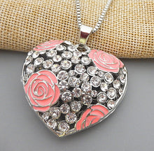 Betsey Johnson Rhinestone Heart with Enamel Roses