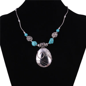 Turquoise Oval Pendant Necklace