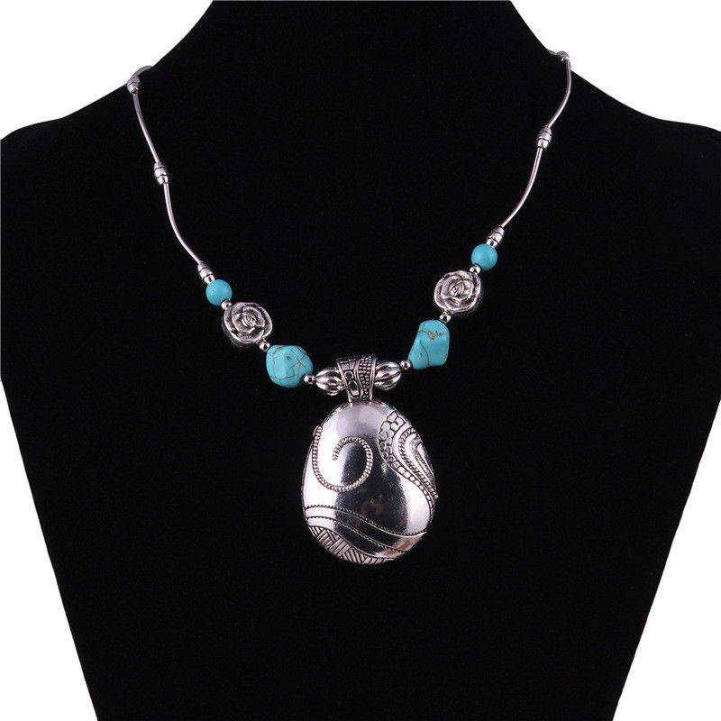 Turquoise Oval Pendant Necklace