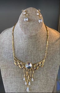 Circle Rhinestone Necklace & Earring Set