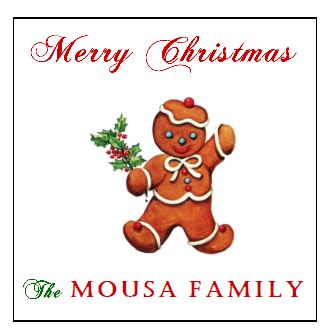 Enclosure Cards/Gift Tags/Stickers - Gingerbread Man with Family Name (set of 24)