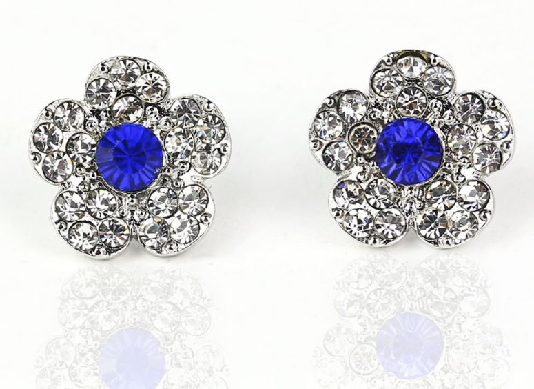 Blue & White Flower Crystal Earrings