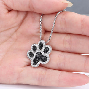 Rhinestone Dog Paw Necklace