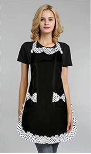 Black & White Apron with Polka Dots - Double Bow