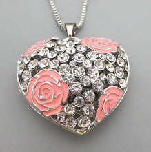 Betsey Johnson Rhinestone Heart with Enamel Roses