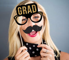 Photo Booth Props - Graduation Theme - Gold Glitter - Class of 2019