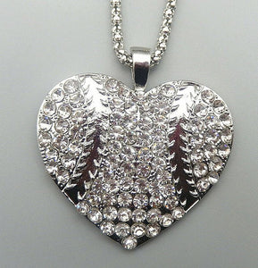 Betsey Johnson Baseball Heart Necklace - Silvertone or Rose Goldtone