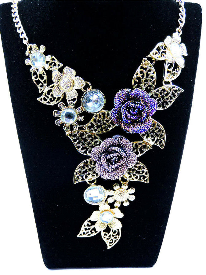 Betsey Johnson Multi Color Crystal Flower and Earring Set