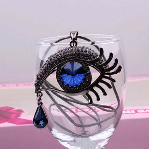 Evil Eye Teardrop Necklace - Silvertone