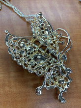 Betsey Johnson Butterfly Necklace/Brooch w/Teal Crystals