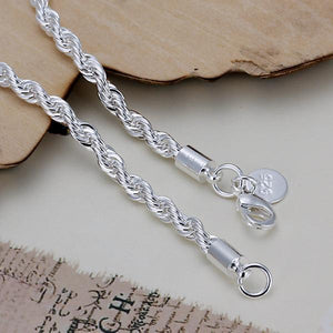 Silver Rope Bracelet, 8" (.925)