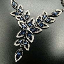 Blue Rhinestone Flower Power Necklace