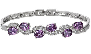 Amethyst and White Topaz (Simulated) Bracelet