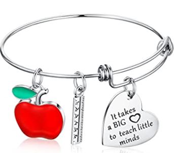 Teacher Gift - Bangle Bracelet - It Takes a Big Heart to Teach Little Minds