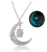 Owl & Moon Necklace - Glows in the Dark!