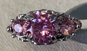 Betsey Johnson 3 Pink Stones - Ring Size 8