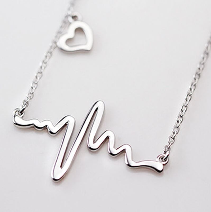 Heartbeat - EKG Necklace - Choice of Gold or Silver color