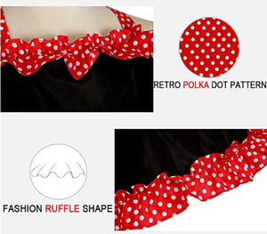 Black & Red Apron with Polka Dots - Double Bow