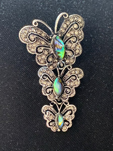 Abalone Tri-Butterfly Pin