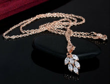 18k Rose Gold Plated Crystal Leaf Set