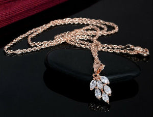18k Rose Gold Plated Crystal Leaf Set