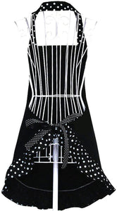 Black Apron with Polka Dots - Single Bow