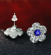 Blue & White Flower Crystal Earrings