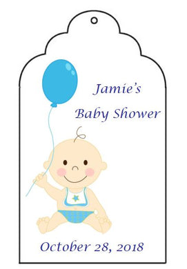 Favor Tag - Baby Shower - Girl or Boy with Balloon (set of 24)