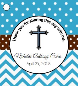 Favor Tag - Baptism/Christening - Blue or Pink (set of 24)