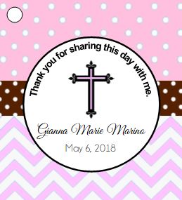 Favor Tag - Baptism/Christening - Blue or Pink (set of 24)