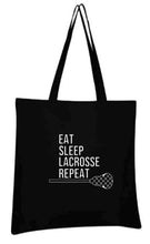 Lacrosse Ball Bag - Tote Bag 15 x 16" - "Eat Sleep Lacrosse Repeat"