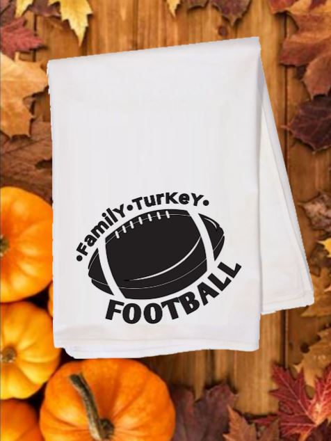 Flour Sack Towel - Family Turkey Football