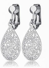 Clip-On Silvertone Drop Earrings