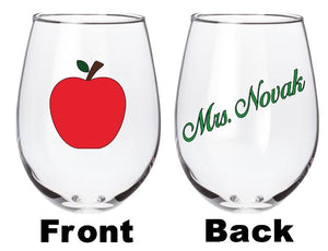 Teacher Gift - Apple Glass (Double Sided)
