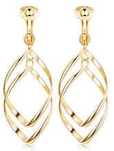 Clip-On Geo Dangle Earrings Gold or Silver Tone