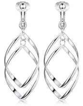 Clip-On Geo Dangle Earrings Gold or Silver Tone