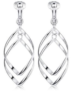 Clip-On Geo Dangle Earrings Gold or Silver Tone