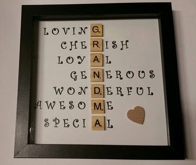 Grandma Shadowbox with Scrabble Tiles