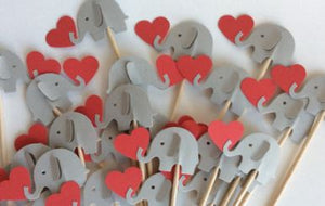 Cupcake Topper - 3D Elephants (24 Pieces)