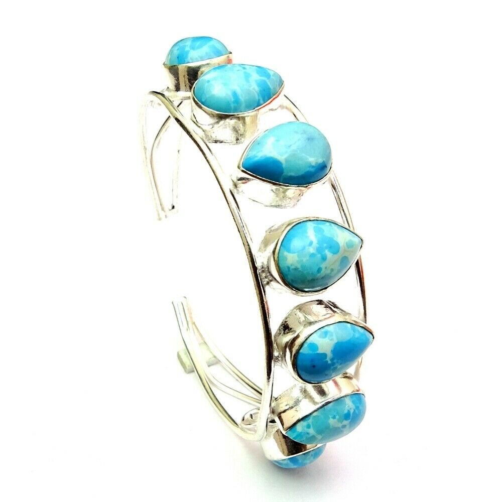 Larimar Bangle with Teardrop Stones