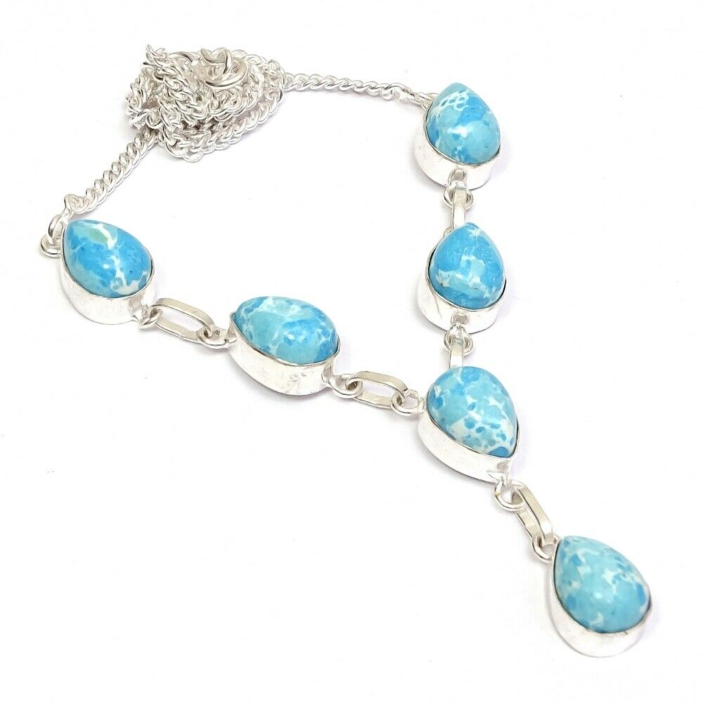 Larimar Drop Necklace - Teardrop Stones