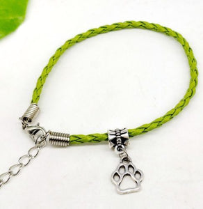 Paw Print Leather Rope Bracelet