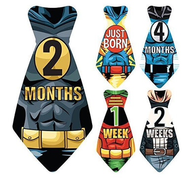 Baby Months & Milestones Onsie Stickers - Set of 17 - Superhero Theme