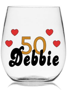 Birthday Wine Glass - Name, Age, Hearts