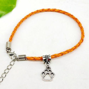 Paw Print Leather Rope Bracelet