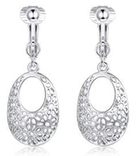 Clip-On Oval Filigree Earrings Gold or Silver Tone