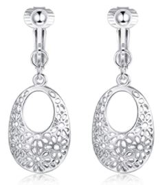 Clip-On Oval Filigree Earrings Gold or Silver Tone