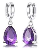 Purple Crystal Teardrop Earrings