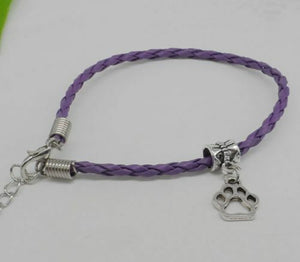 Paw Print Leather Rope Bracelet