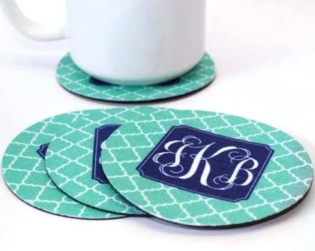 Round Coasters - Set of 4 (Cloth top, rubber bottom)